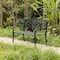 Gardenised Outdoor Garden Patio Steel Park Bench Lawn Decor with Cast Iron Unique Design Back, Black Seating Bench for Yard, Patio, Garden, Balcony, and Deck QI004257 - alternate 5